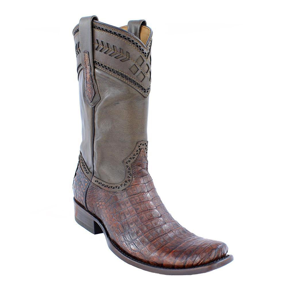 Cuadra Men's Lumber Bone Caiman Belly Boots - Semi Square Toe - RR Western Wear, Cuadra Men's Lumber Bone Caiman Belly Boots - Semi Square Toe