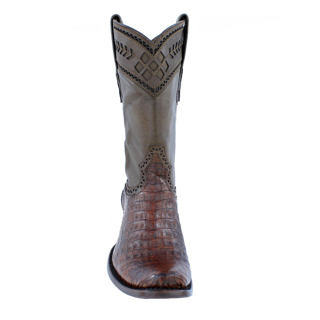 Cuadra Men's Lumber Bone Caiman Belly Boots - Semi Square Toe - RR Western Wear, Cuadra Men's Lumber Bone Caiman Belly Boots - Semi Square Toe