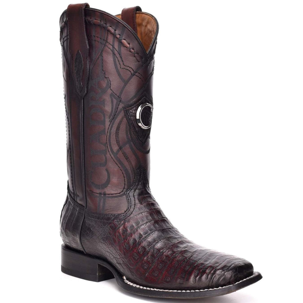 Cuadra Men's Square Toe Caiman Black Cherry Cowboy Boots