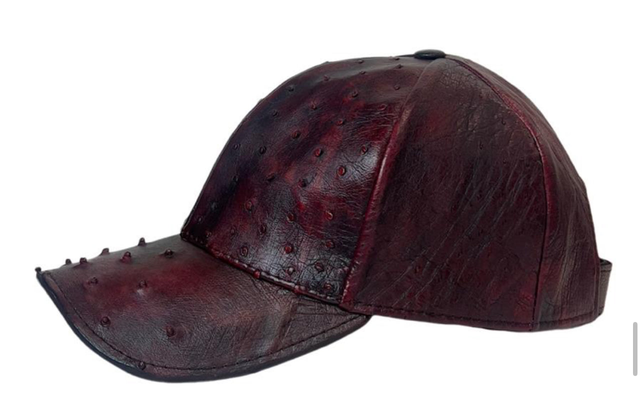 Gorra Original  Piel Avestruz  Black Cherry