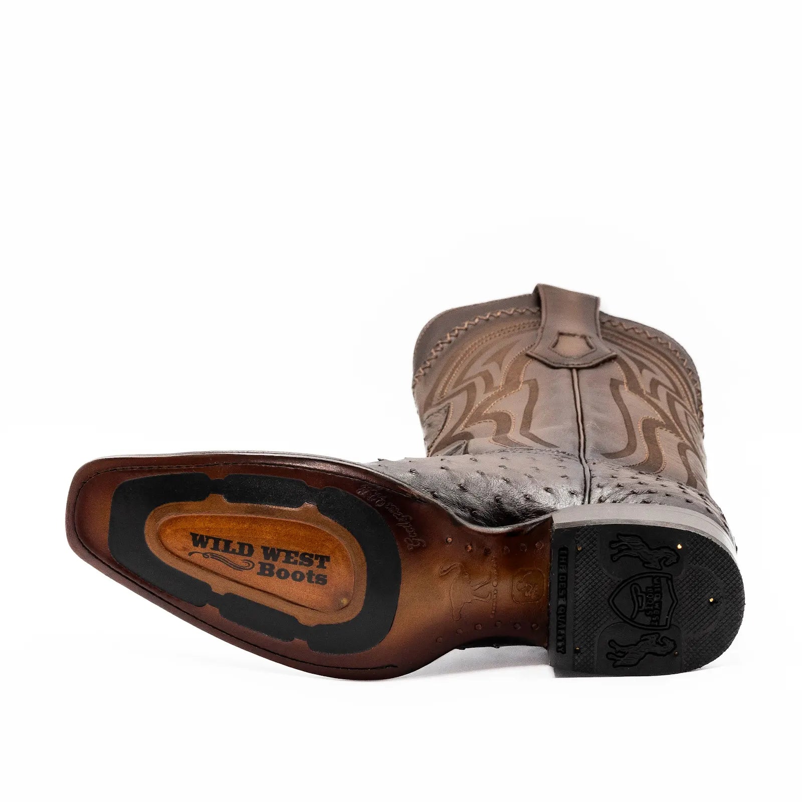 Wild West Boots - Men's NARROW SQUARE TOE CAIMAN BELLY FADED BROWN - 277L0316