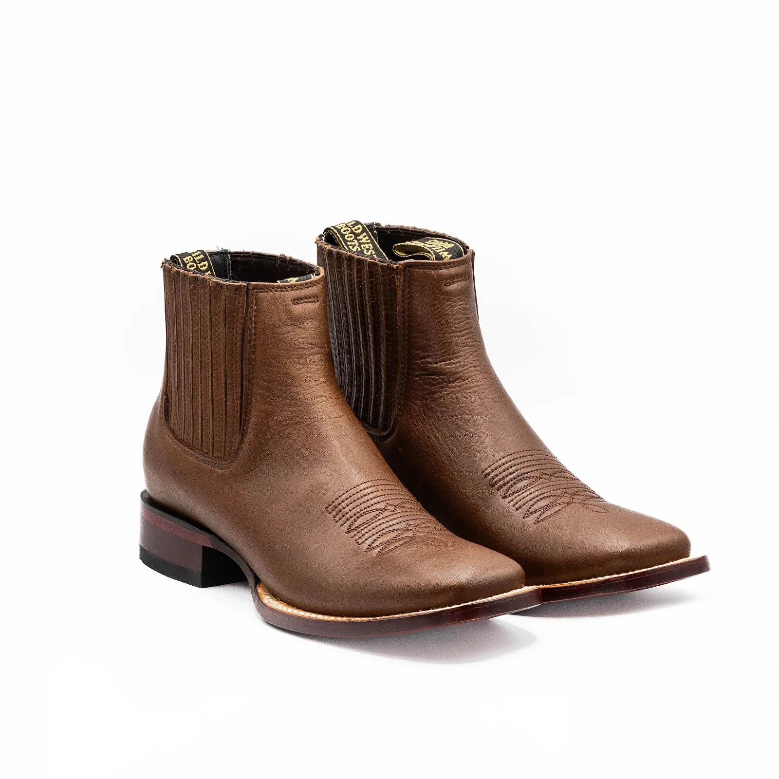 Wild West Boots - Men’s Sqaure Toe Brown Belmont Leather Short Boot - 282bm2107