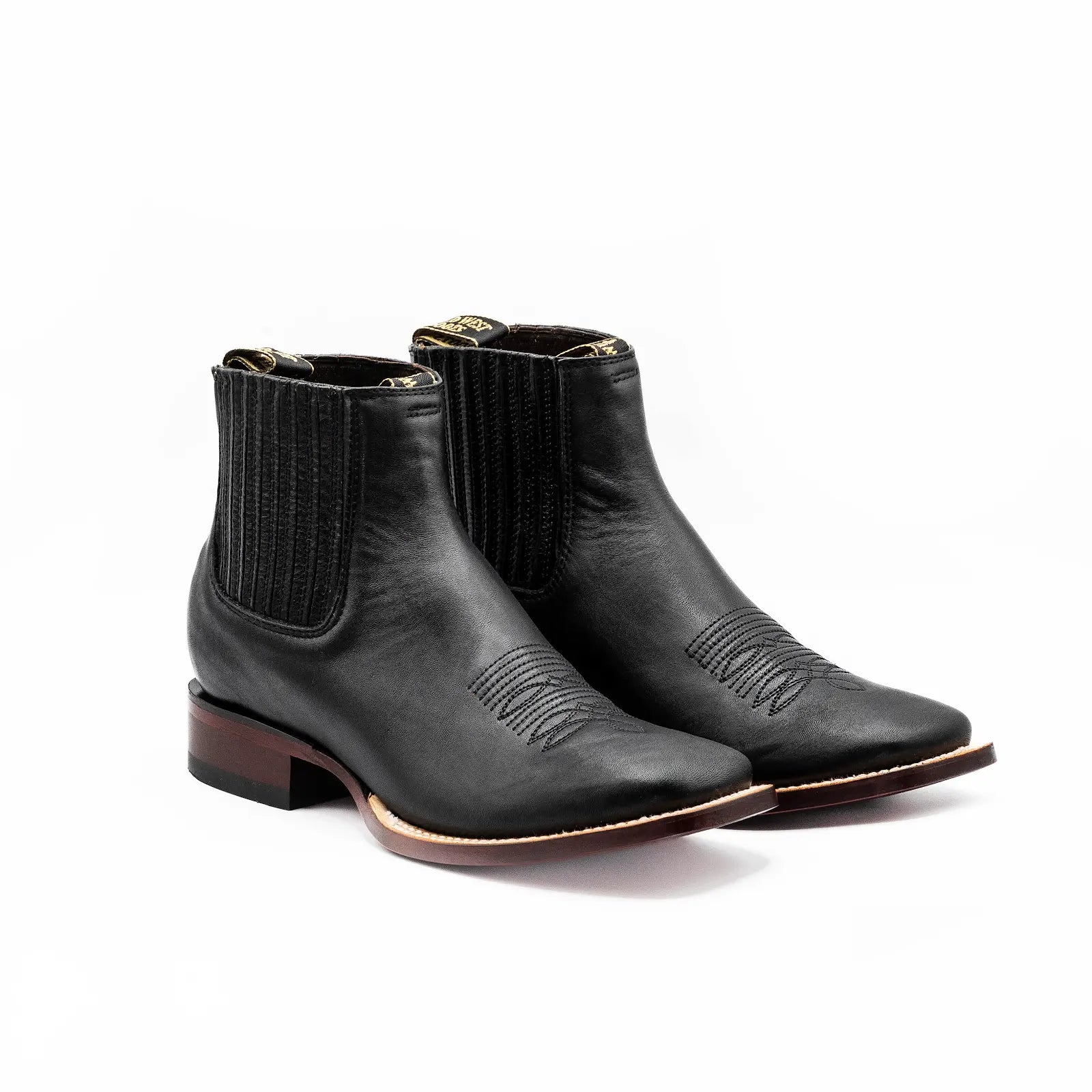 Wild West Boots - Men's Sqaure Toe Black Belmont Leather Short Boot - 282BM2105