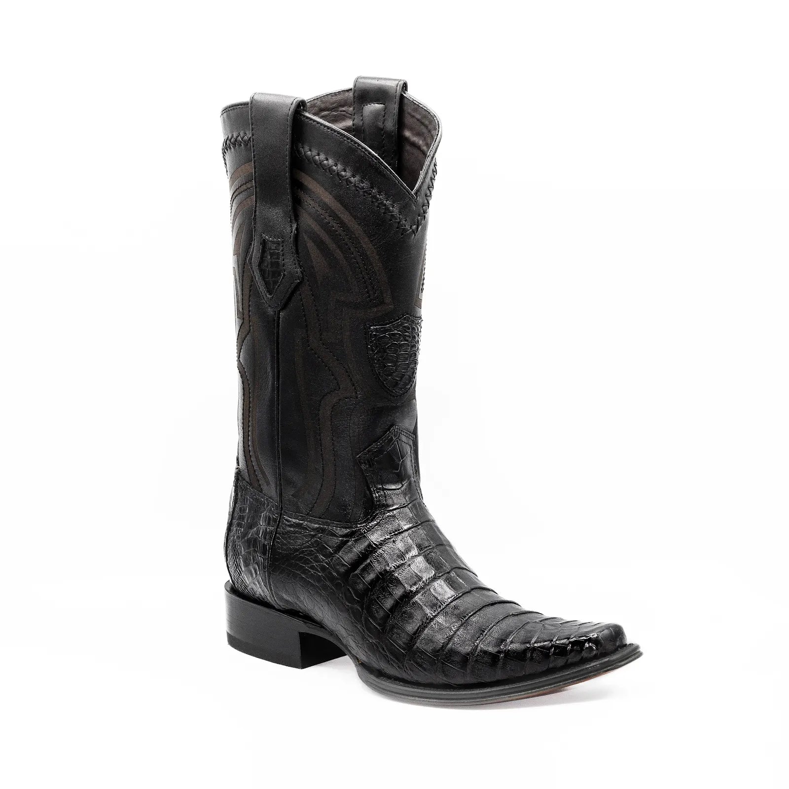 Wild West Boots - Mens's NARROW SQUARE TOE CAIMAN BELLY BLACK -  277L68205