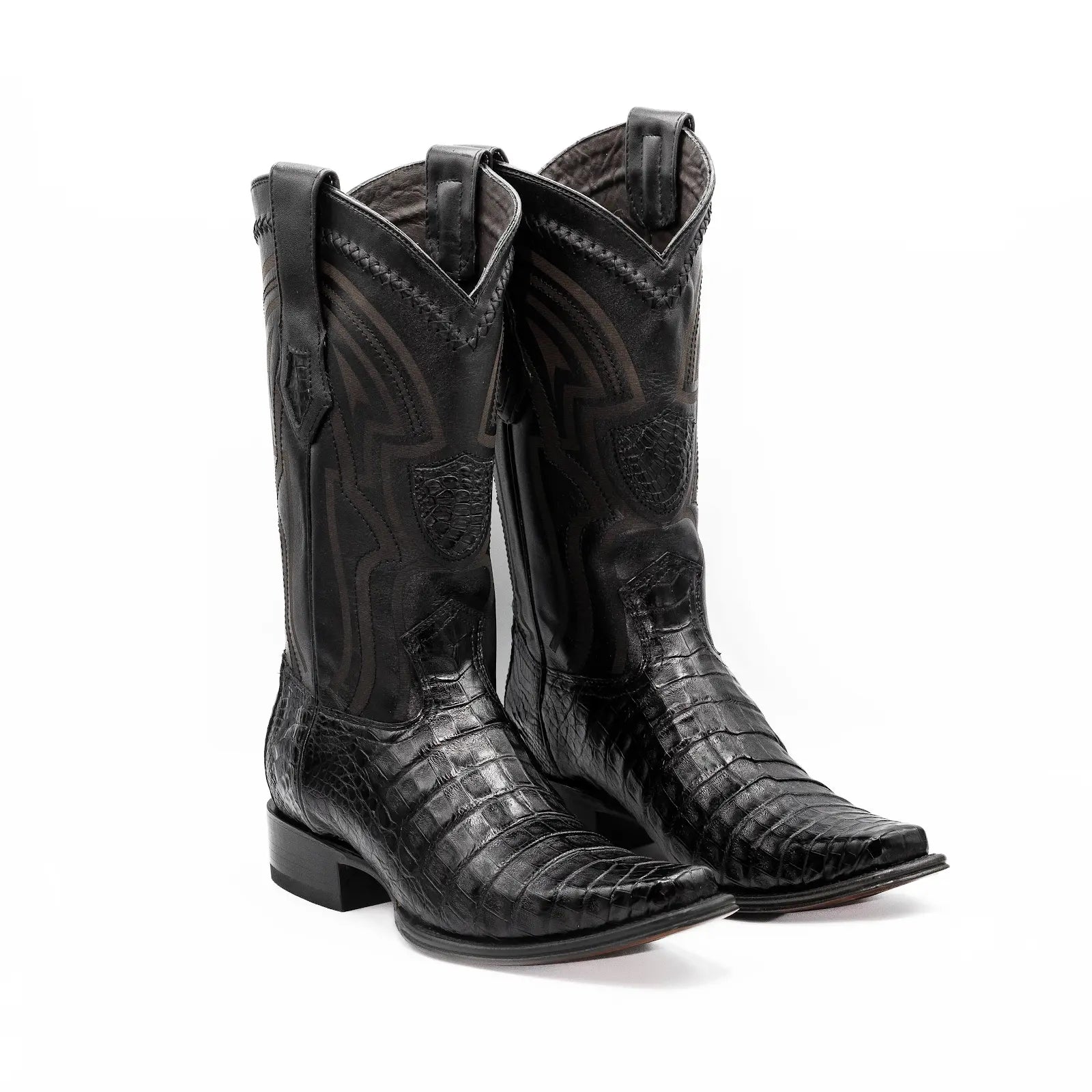 Wild West Boots - Mens's NARROW SQUARE TOE CAIMAN BELLY BLACK -  277L68205