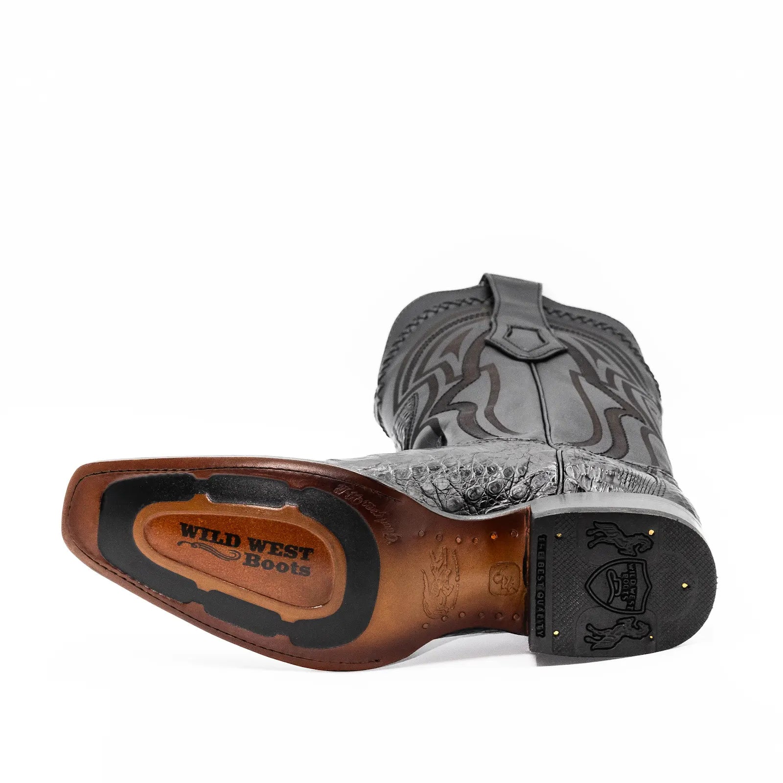 Wild West Boots - Mens's NARROW SQUARE TOE CAIMAN BELLY BLACK -  277L68205