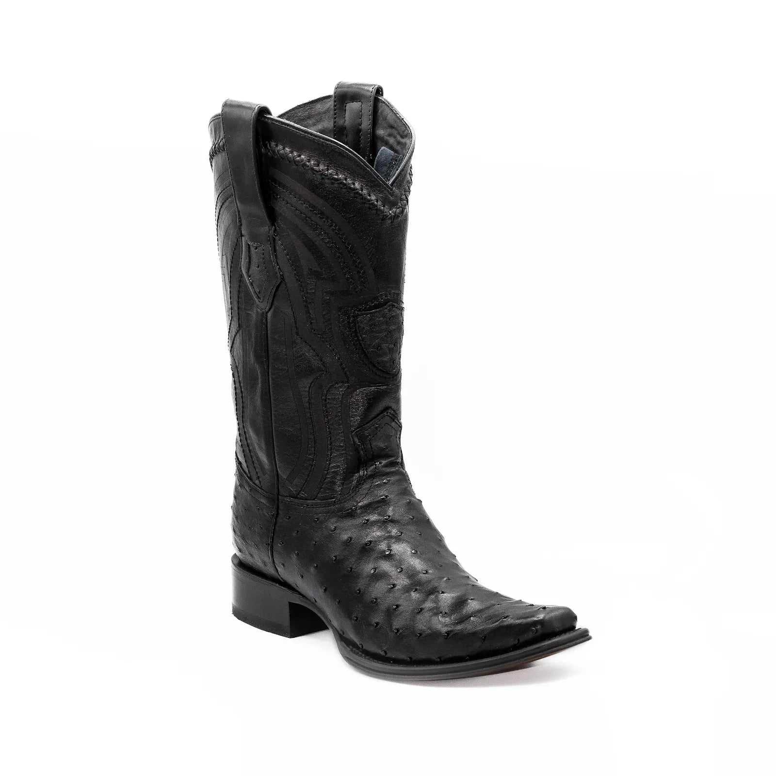 Wild West Boots - Men's NARROW SQUARE TOE OSTRICH BLACK - 277L0305