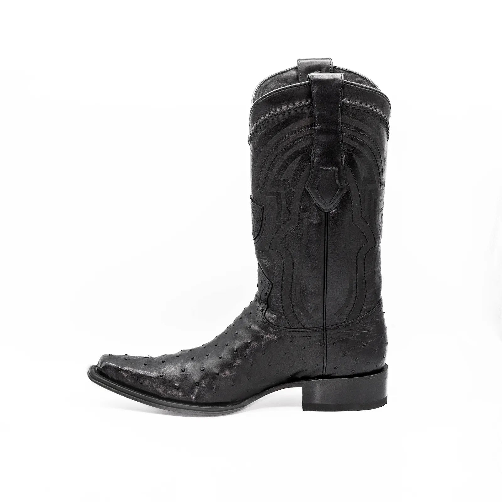 Wild West Boots - Men's NARROW SQUARE TOE OSTRICH BLACK - 277L0305