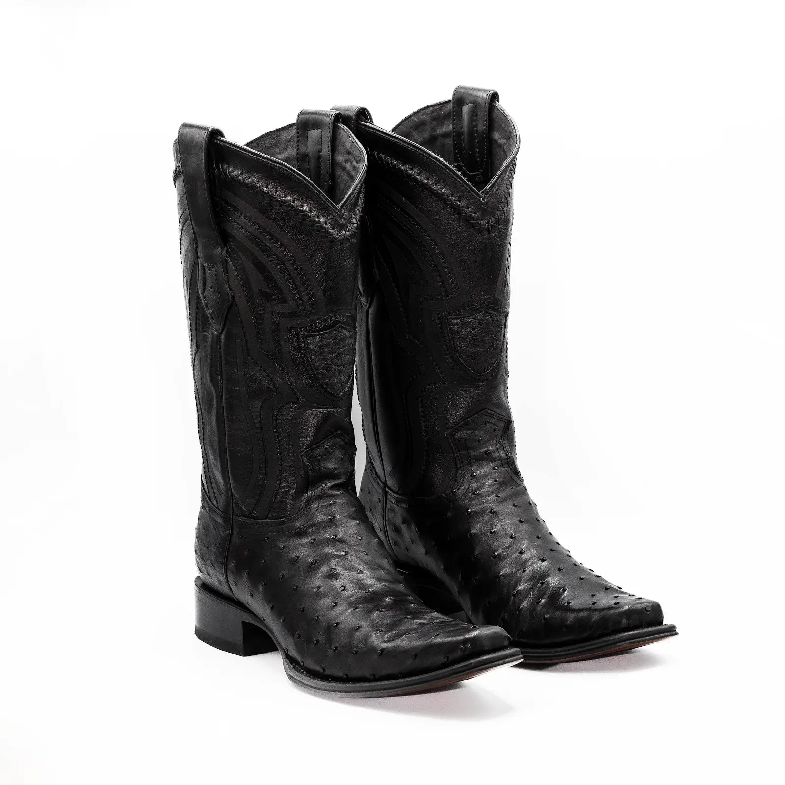 Wild West Boots - Men's NARROW SQUARE TOE OSTRICH BLACK - 277L0305