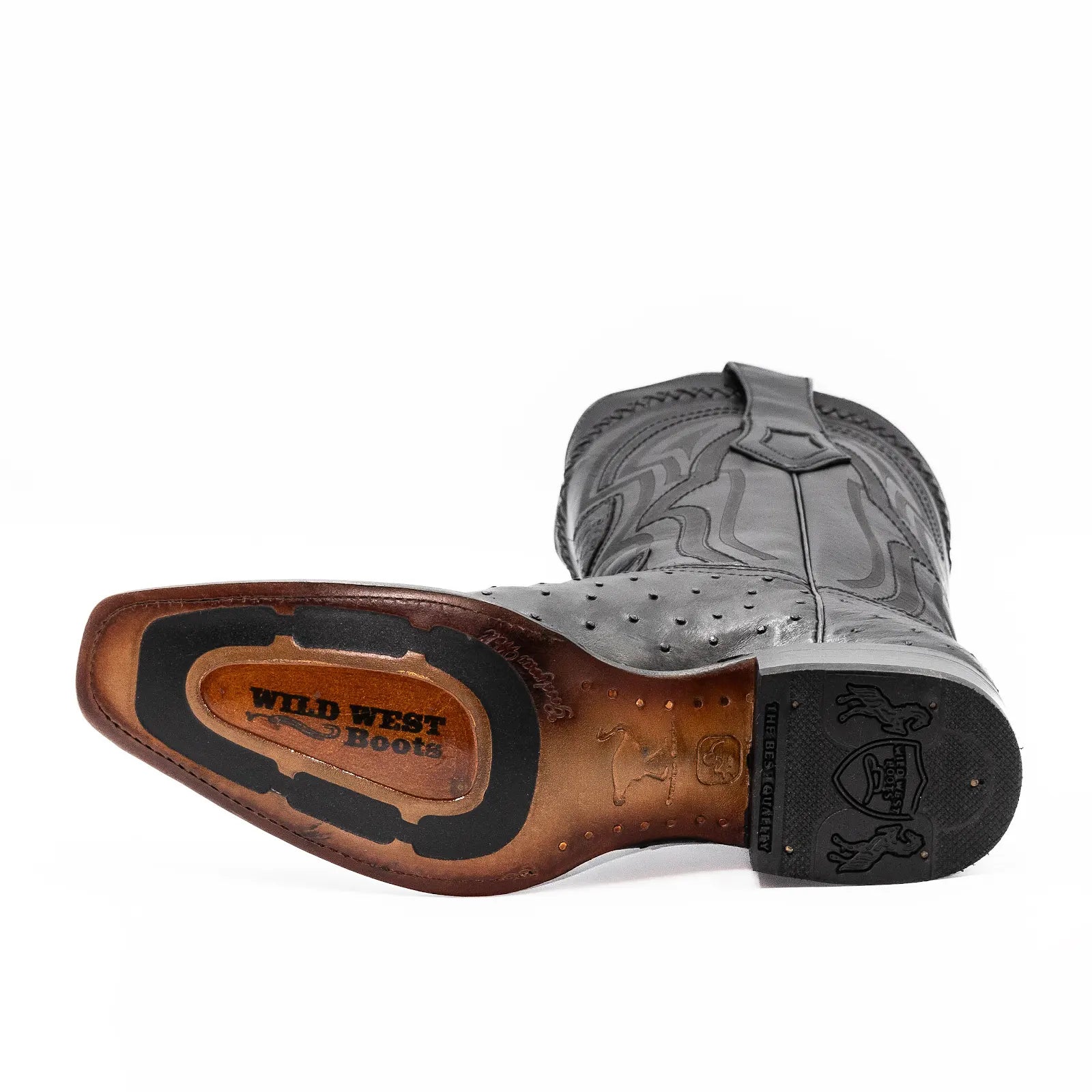 Wild West Boots - Men's NARROW SQUARE TOE OSTRICH BLACK - 277L0305