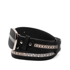 Wild West Boots – Men's 2C111405MEX | Mexican Full Pearl Stingray Leather | Black | Western Belt