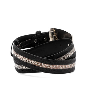 Wild West Boots – Men's 2C111405MEX | Mexican Full Pearl Stingray Leather | Black | Western Belt