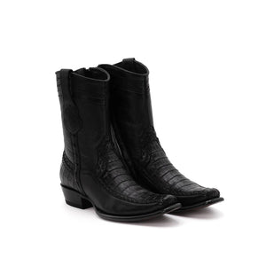 Wild West Boots – Men's 279BF8205 | Dubai Toe | Caiman Belly Leather | Black | Short Boot