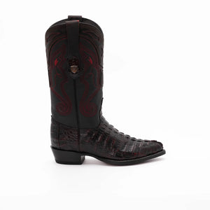 Wild West Boots – Men's 2990118 | J-Toe | Caiman Tail Leather | Black Cherry | Cowboy Boot