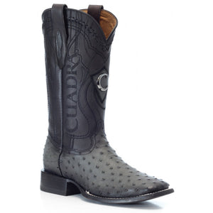 CUADRA MEN'S OSTRICH WIDE SQUARE TOE RODEO COWBOY BOOTS - 3Z1OA1 - Flame Grey