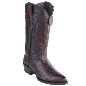 Los Altos Men's Black Cherry Ostrich R-Toe Western Boots