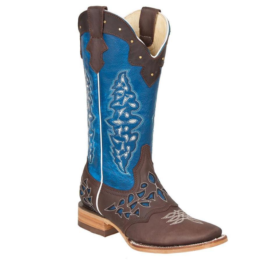 Quincy-Boots-Womens-Crazy-Leather-Choco/Blue-Ranch-Toe-Western-Boot