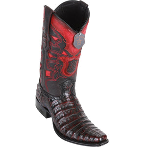 Los Altos Men's Caiman Belly European Toe Cowboy Boots - Black Cherry