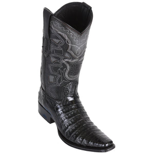 Los Altos Men's Caiman Belly Black European Toe Cowboy Boots