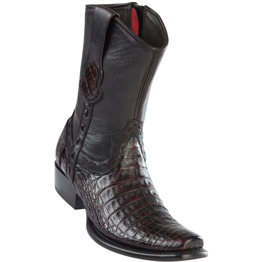 Wild-West-BootsMens-Caiman-Belly-Dubai-Toe-Short-Boot-Color-Black-Cherry